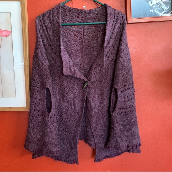 Free People Sweaters - Free People purple knit cardigan poncho XS